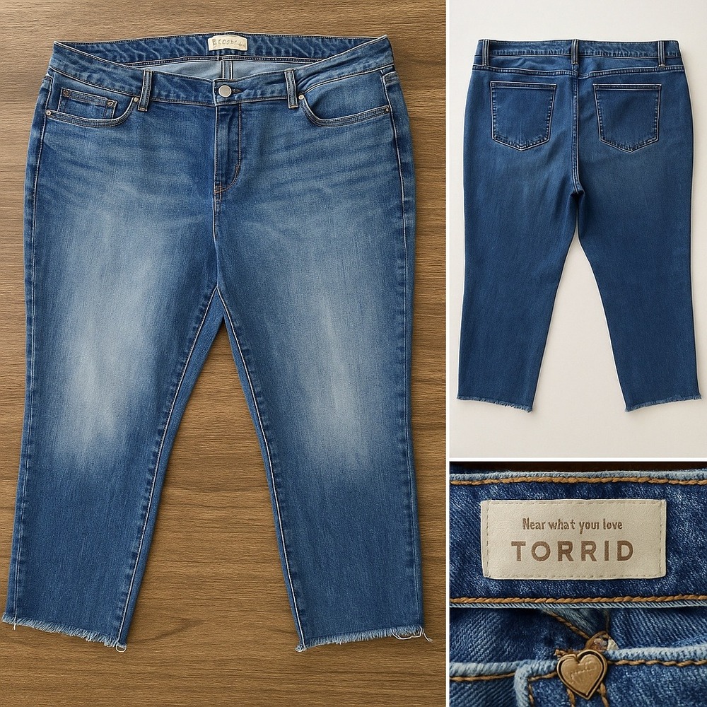 Torrid Boyfriend Jeans Women 26 (48"x 28") Raw Hem Mature Momcore Stretchy 90s